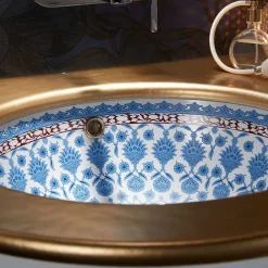 Viadurini Bathroom Waschbecken Aus Fire Clay-Einbauwaschbecken aus Schamotteton mit Marrakesch-Dekoration, hergestellt in Italien – Erioli