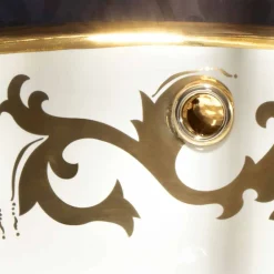 Viadurini Bathroom Waschbecken Aus Fire Clay-Einbauwaschbecken Deko aus Fire Clay und 24k Gold handgemacht, Otis