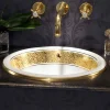 Viadurini Bathroom Waschbecken Aus Fire Clay-Einbauwaschbecken rund aus Fire Clay und 24k Gold made in Italy, Otis