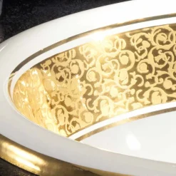 Viadurini Bathroom Waschbecken Aus Fire Clay-Einbauwaschbecken rund aus Fire Clay und 24k Gold made in Italy, Otis