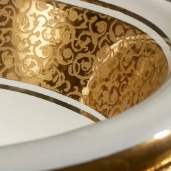 Viadurini Bathroom Waschbecken Aus Fire Clay-Einbauwaschbecken rund aus Fire Clay und 24k Gold made in Italy, Otis