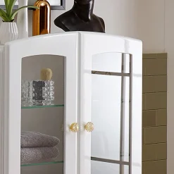 Viadurini Bathroom Badmöbel Stehend-Einfarbige Badezimmervitrine mit 2 Türen und Glasböden – Candy