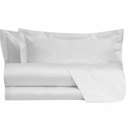 Viadurini Textile Bettlaken-Einfarbige Blätter komplett in Baumwollsatin für Doppelbett - Hibiskus