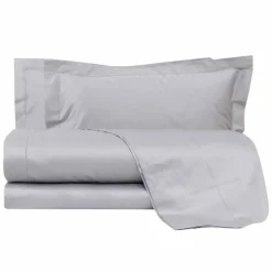 Viadurini Textile Bettlaken-Einfarbige Blätter komplett in Baumwollsatin für Doppelbett - Hibiskus