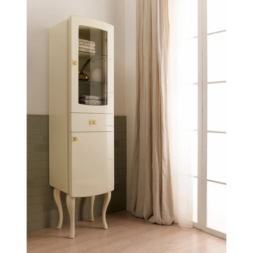 Viadurini Bathroom Badmöbel Stehend-Einfarbige Vitrine mit internen Glasböden, hergestellt in Italien – Candy