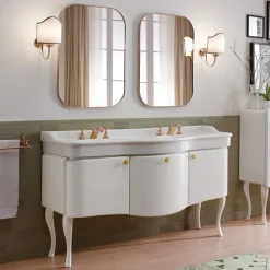 Viadurini Bathroom Badmöbel Stehend-Einfarbiger Badezimmerschrank mit weißem Keramikwaschbecken – Candy