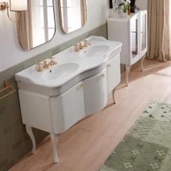 Viadurini Bathroom Badmöbel Stehend-Einfarbiger Badezimmerschrank mit weißem Keramikwaschbecken – Candy