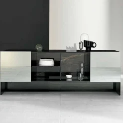 Viadurini Living Sideboards-Eingangsdesign Sideboard mit 2 Türen aus Rauchglas Made in Italy - Scocca