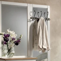 Viadurini Classic Garderobenständer-Eingangskomposition aus zweifarbigem weißem Wachs und Naturholzplatte – Fatuo