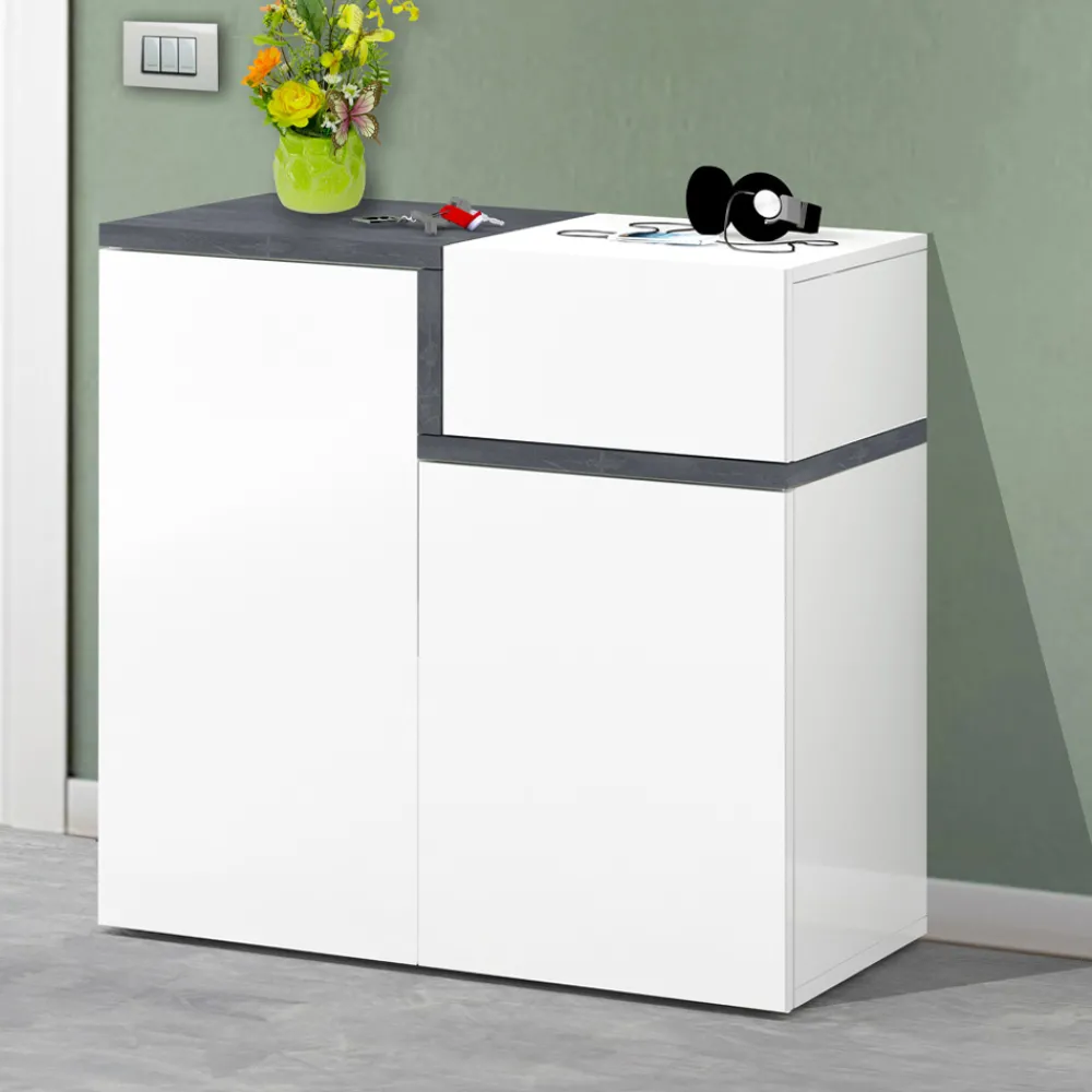 Viadurini Living Schuhschrank-Eingangsschuhregal 3 oder 4 Türen aus weißem Holz und Schiefer oder Ahorn - Tiscali