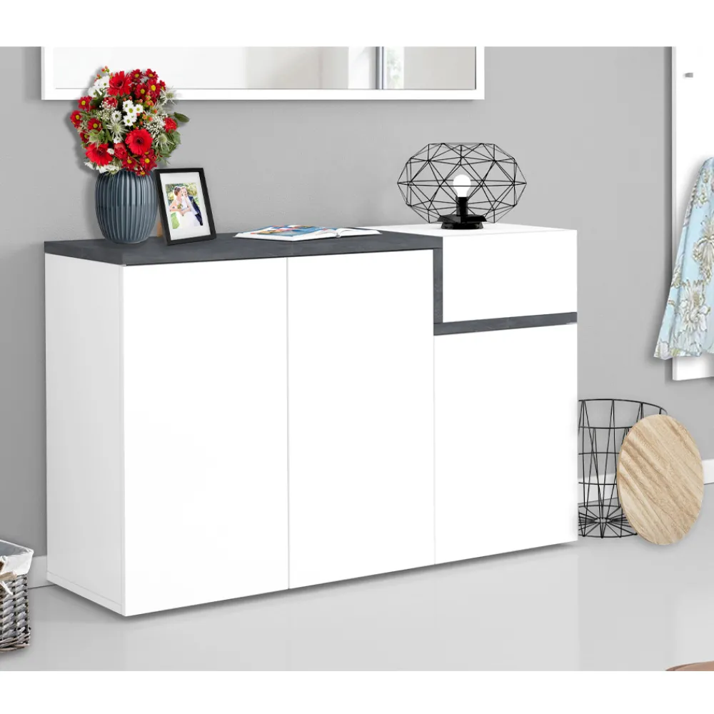 Viadurini Living Schuhschrank-Eingangsschuhregal 3 oder 4 Türen aus weißem Holz und Schiefer oder Ahorn - Tiscali