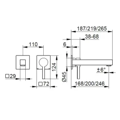 Viadurini Bathroom Waschbeckenarmaturen-Einhebel-Wandwaschtischmischer aus Messing - Erik