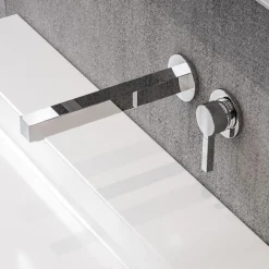 Viadurini Bathroom Waschbeckenarmaturen-Einhebel-Waschtischmischer zur Wandmontage aus verchromtem Messing - Erik