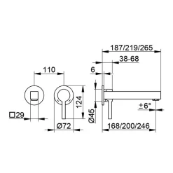 Viadurini Bathroom Waschbeckenarmaturen-Einhebel-Waschtischmischer zur Wandmontage aus verchromtem Messing - Erik