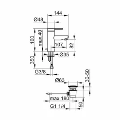 Viadurini Taps Waschbeckenarmaturen-Einhebel-Waschtischmischer aus Messing, kostbares Design - Zanio