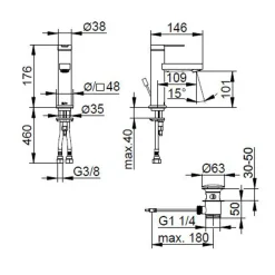 Viadurini Bathroom Waschbeckenarmaturen-Einhebel-Waschtischmischer mit flachem Design aus verchromtem Messing - Agenore