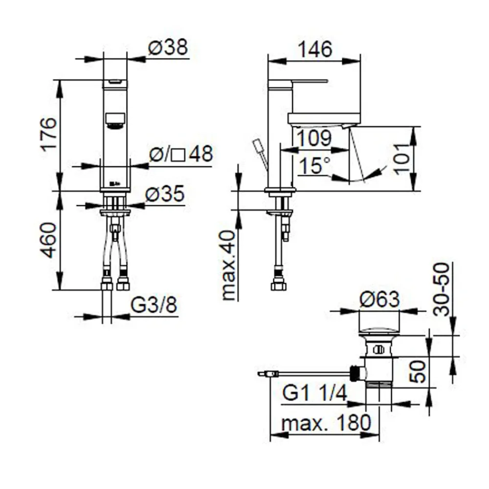 Viadurini Bathroom Waschbeckenarmaturen-Einhebel-Waschtischmischer mit flachem Design aus verchromtem Messing - Agenore
