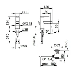 Viadurini Bathroom Waschbeckenarmaturen-Einhebel-Waschtischmischer mit flachem Design aus verchromtem Messing - Agenore