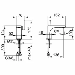 Viadurini Taps Waschbeckenarmaturen-Einhebel-Waschtischmischer ohne Abfall im Luxusdesign - Etto
