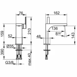 Viadurini Taps Waschbeckenarmaturen-Einhebel-Waschtischmischer ohne Abfall im Luxusdesign - Etto