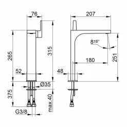 Viadurini Taps Waschbeckenarmaturen-Einhebel-Waschtischmischer ohne Abfall im Luxusdesign - Etto