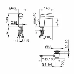 Viadurini Taps Waschbeckenarmaturen-Einhebel-Waschtischmischer aus Chrommessing, Design - Clari