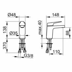 Viadurini Taps Waschbeckenarmaturen-Einhebel-Waschtischmischer aus Chrommessing, Design - Clari