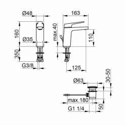 Viadurini Taps Waschbeckenarmaturen-Einhebel-Waschtischmischer aus Chrommessing, Design - Clari