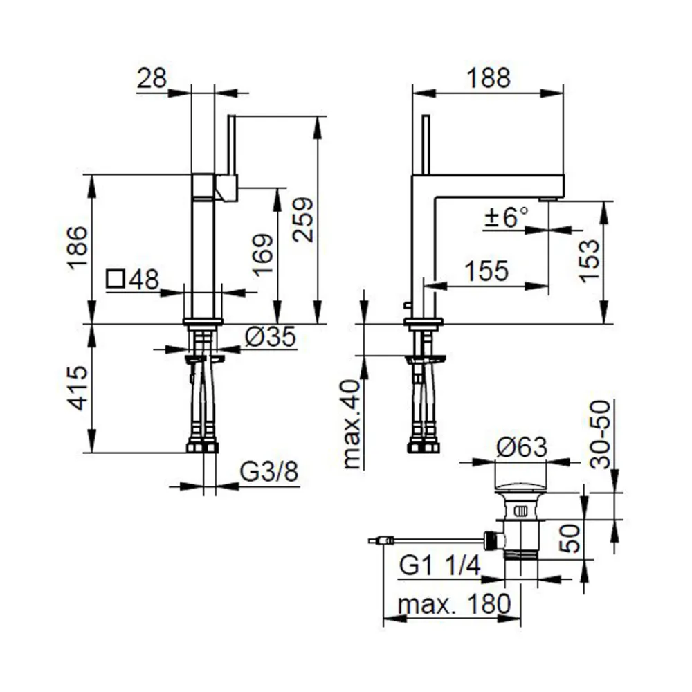 Viadurini Bathroom Waschbeckenarmaturen-Einhebel-Waschtischmischer aus verchromtem Messing - Erik