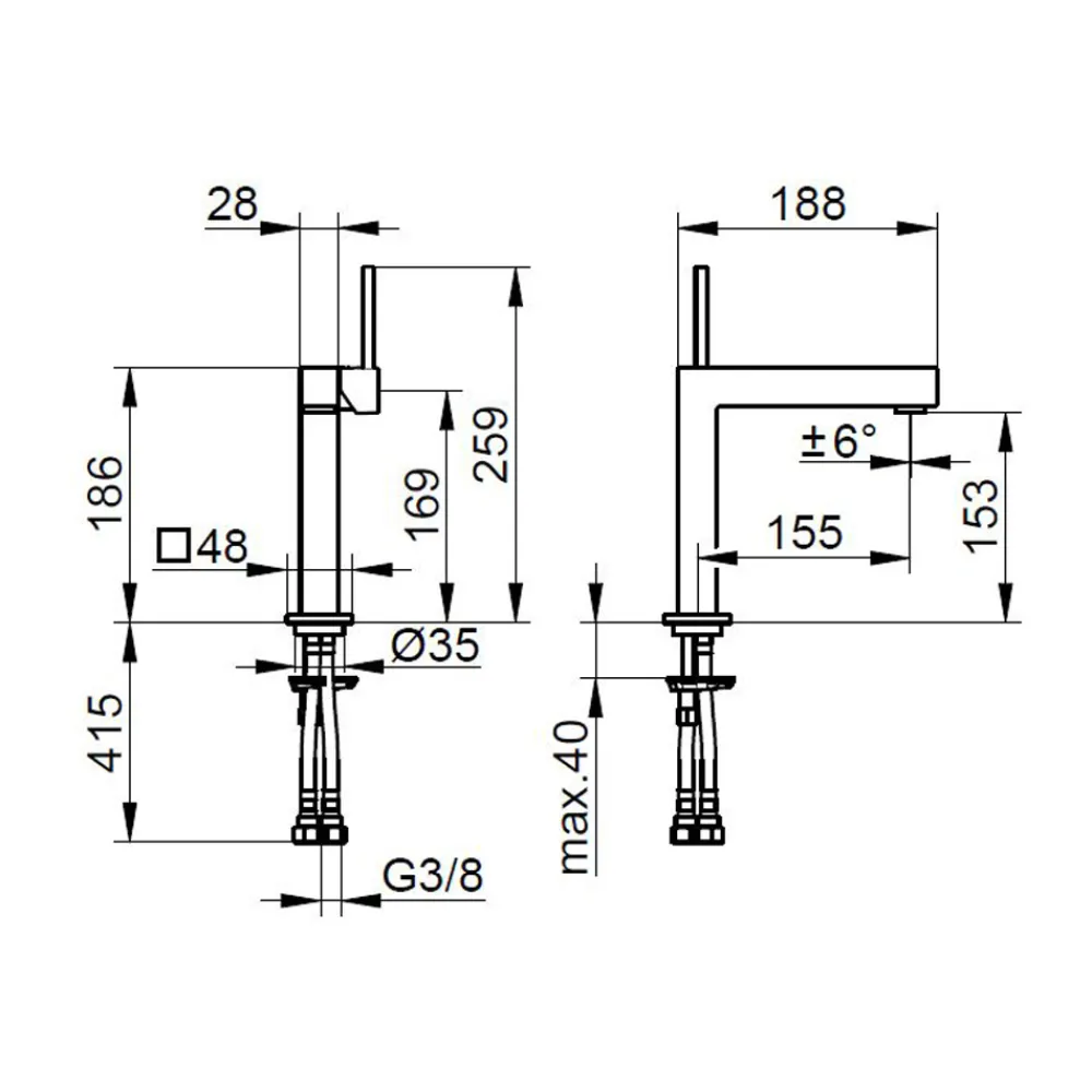 Viadurini Bathroom Waschbeckenarmaturen-Einhebel-Waschtischmischer aus verchromtem Messing - Erik