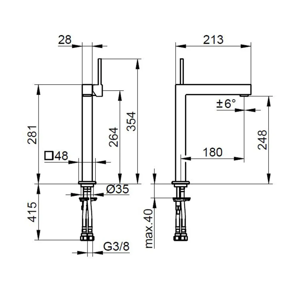 Viadurini Bathroom Waschbeckenarmaturen-Einhebel-Waschtischmischer aus verchromtem Messing - Erik