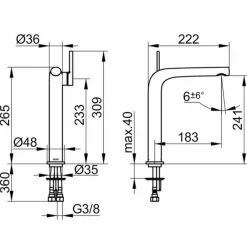 Viadurini Taps Waschbeckenarmaturen-Einhebel-Waschtischmischer ohne Messingabfall, kostbar - Pinto