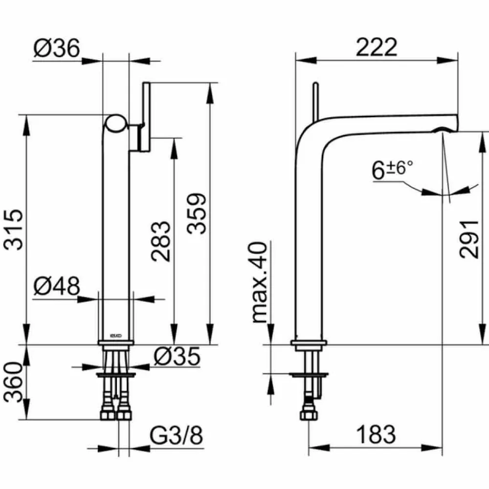 Viadurini Taps Waschbeckenarmaturen-Einhebel-Waschtischmischer ohne Messingabfall, kostbar - Pinto