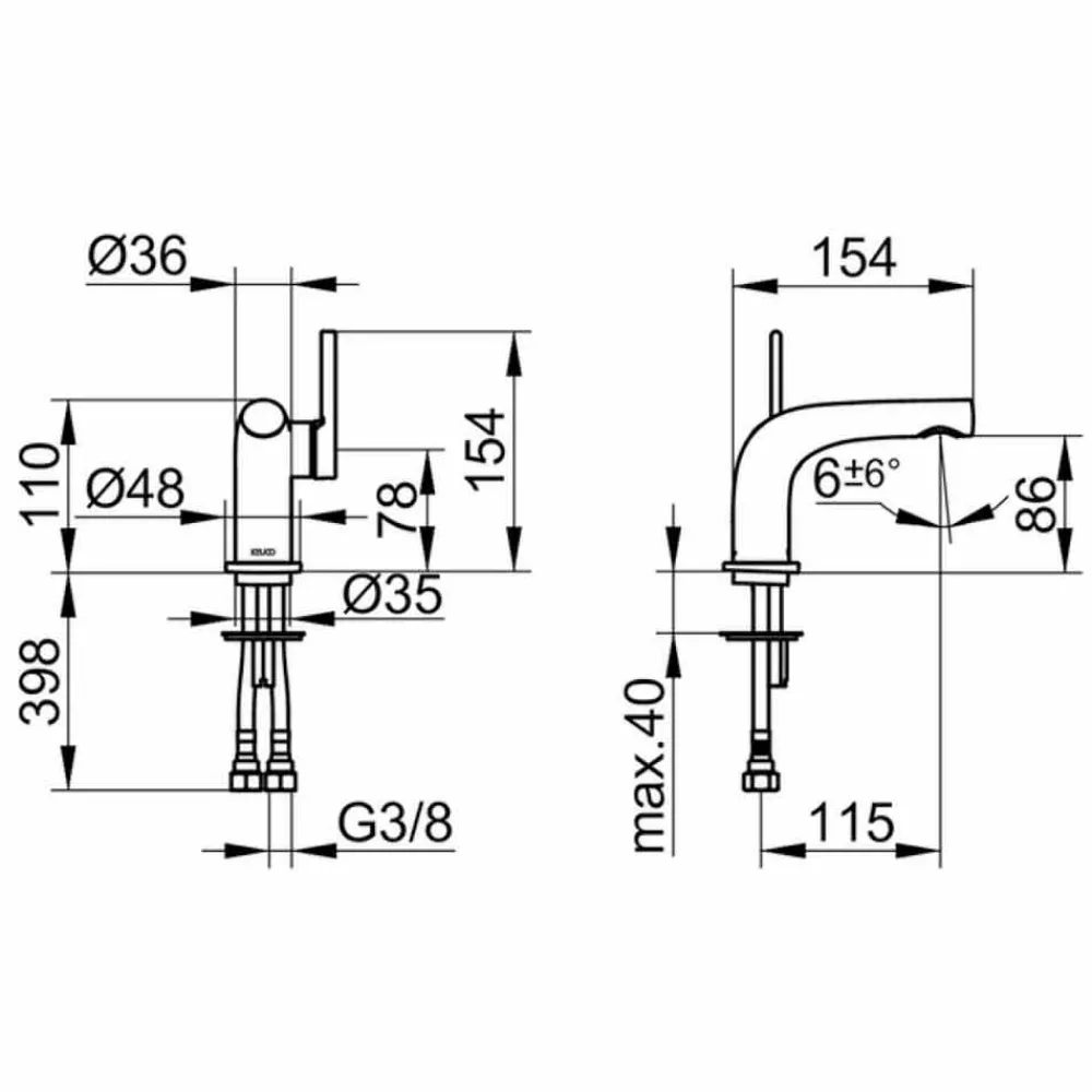 Viadurini Taps Waschbeckenarmaturen-Einhebel-Waschtischmischer ohne Messingabfall, kostbar - Pinto