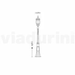 Viadurini Lighting Gartenlampion-Ein-Licht-Laternenpfahl für den Außenbereich aus Aluminium, made in Italy, Anika