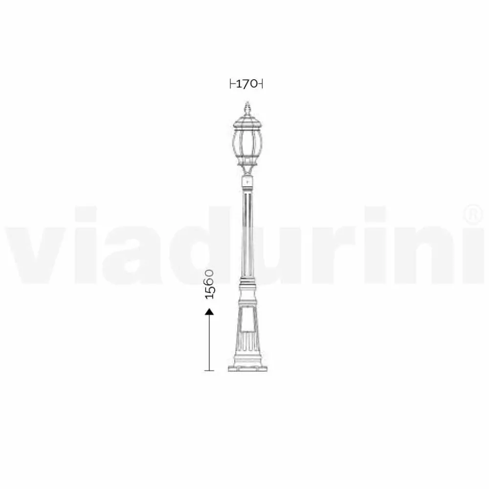 Viadurini Lighting Gartenlampion-Ein-Licht-Laternenpfahl für den Außenbereich aus Aluminium, made in Italy, Anika