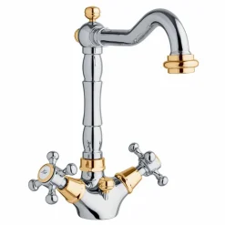 Viadurini Taps Waschbeckenarmaturen-Einlochmischer im klassischen Design für Waschbecken aus Messing Made in Italy - Lisca