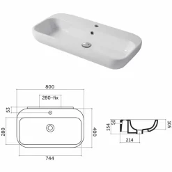 Viadurini Bathroom Keramikwaschbecken-Einloch-Waschtisch oder Wandwaschbecken aus Keramik Riardo