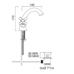 Viadurini Taps Waschbeckenarmaturen-Einloch-Waschtischarmatur aus Messing mit Ablauf im klassischen Stil - Ercolina