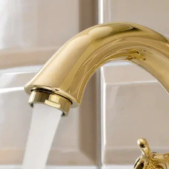 Viadurini Taps Waschbeckenarmaturen-Einloch-Waschtischarmatur aus Messing Klassische Schmetterlingsgriffe - Fioretta