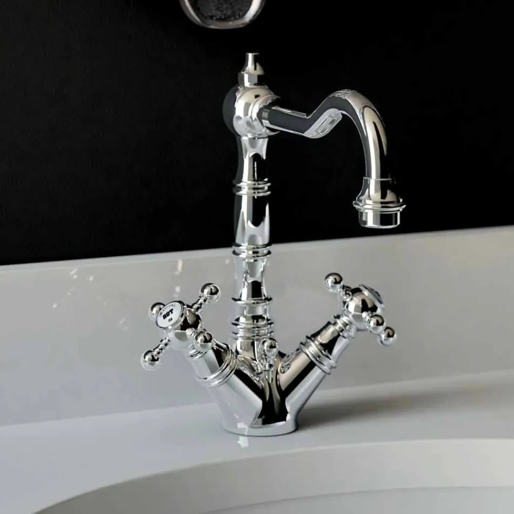 Viadurini Taps Waschbeckenarmaturen-Einloch-Waschtischmischer aus verchromtem Messing Made in Italy - Binsu