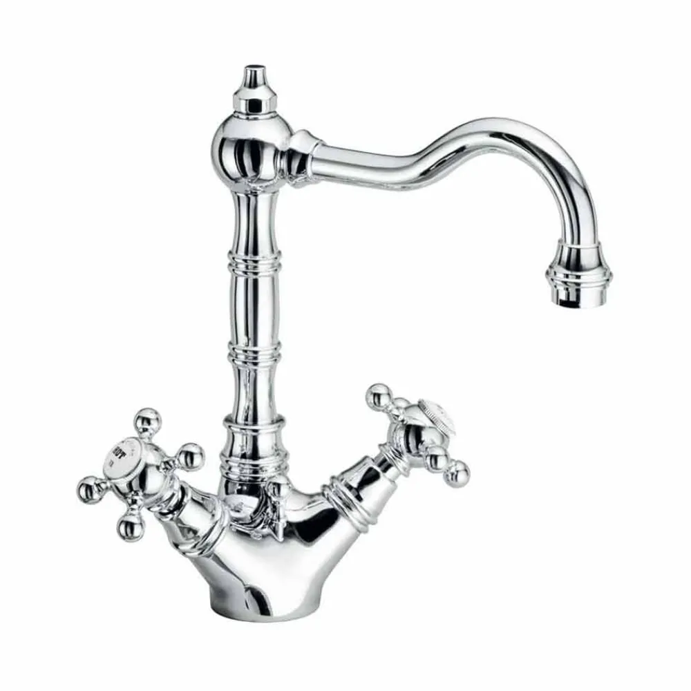 Viadurini Taps Waschbeckenarmaturen-Einloch-Waschtischmischer aus verchromtem Messing Made in Italy - Binsu