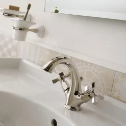 Viadurini Bathroom Waschbeckenarmaturen-Einloch-Waschtischmischer im Vintage-Design aus Messing Made in Italy - Silvana