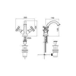 Viadurini Bathroom Waschbeckenarmaturen-Einloch-Waschtischmischer im Vintage-Design aus Messing Made in Italy - Silvana