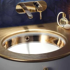 Viadurini Bathroom Waschbecken Aus Fire Clay-Einsatzwaschbecken Barock aus Fire Clay und Gold 24k made in Italy, Egeo