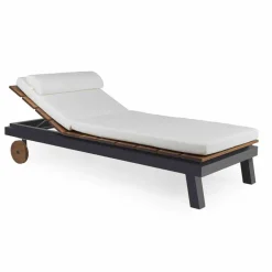 Viadurini in the Garden Sonnenliegen-Einzel oder Doppel Sonnenliege im Freien aus Aluminium und Holz - Cynthia