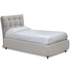 Viadurini Night Design Polsterbetten-Einzelbett mit gepolstertem Kopfteil und Füßen, hergestellt in Italien – Aaron