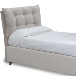 Viadurini Night Design Polsterbetten-Einzelbett mit gepolstertem Kopfteil und Füßen, hergestellt in Italien – Aaron