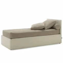 Bolzan Letti Maßgeschneiderte Möbel|Polsterbetten-Einzelbett mit Kopfteil, Struktur aus Eisen und Holz Line von Bolzan