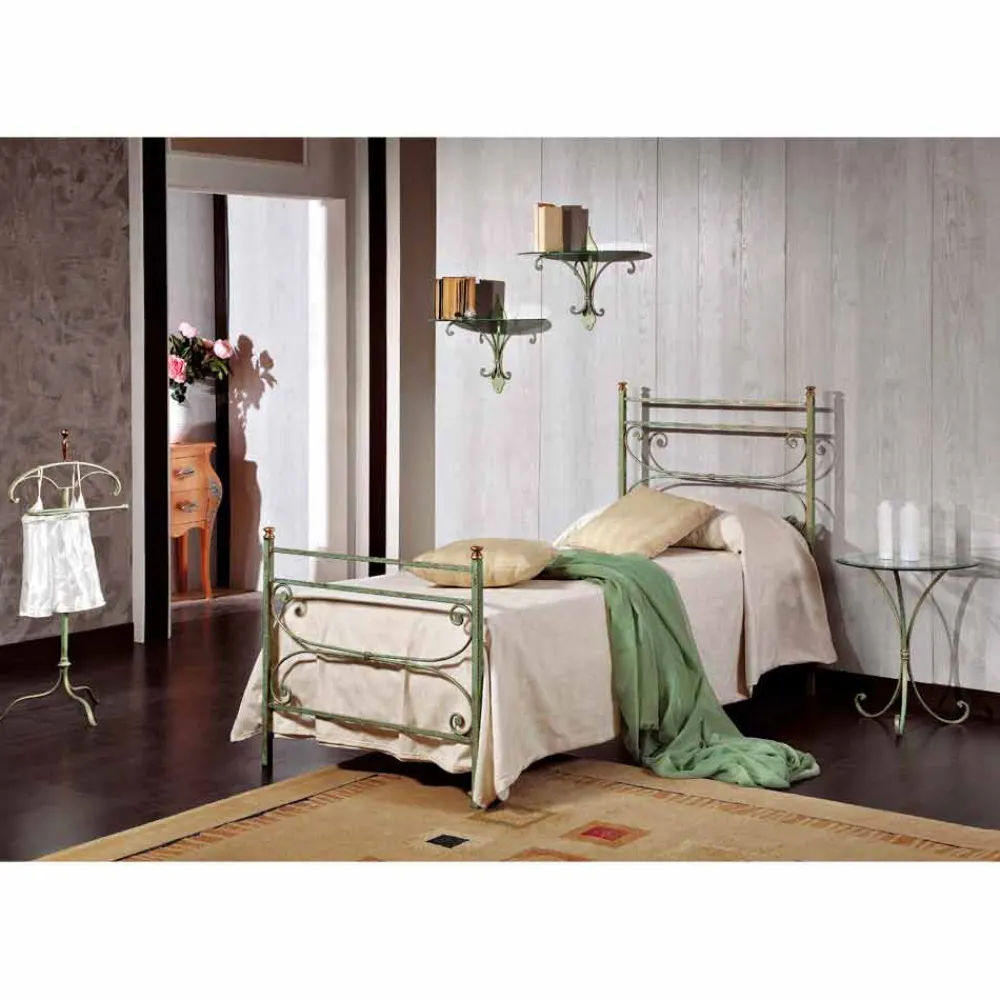 Viadurini Night Design Maßgeschneiderte Möbel|Einzelbetten Aus Schmiedeeisen-Einzelbett 85x190 cm aus Schmiedeeisen Made in Italy Leila